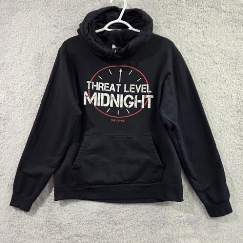 The Office Threat Level Midnight Hoodie Medium Black Michael Scott TV Show Y2K